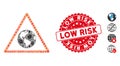 Contagious Collage Earth Warning Icon with Textured Round Low Risk Stamp