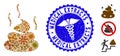 Contagious Collage Shit Smell Icon with Caduceus Distress Medical Extracts Seal