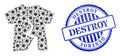 Scratched Destroy Stamp and Infection Torn T-Shirt Mosaic Icon