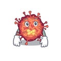 Contagious corona virus mascot cartoon character design with silent gesture