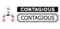 Contagious Distress Seal with Notches and Coronavirus Replication Collage of Rectangle Elements
