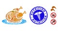 Contagious Mosaic Chicken Meal Icon with Health Care Grunge Nutrition Stamp