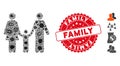 Contagious Mosaic Family Child Icon with Grunge Round Family Stamp