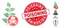 Contagious Mosaic Herbicide Toxin Icon with Distress Round Poisoning Stamp