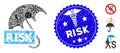 Contagious Mosaic Risk Umbrella Icon with Serpents Textured Risk Stamp