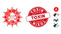 Contagious Mosaic Viral Toxin Icon with Scratched Round Toxin Seal