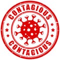 Contagious virus grunge warning stamp