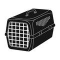 Container for animals.Pet shop single icon in black style vector symbol stock illustration web.