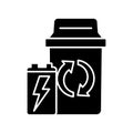 Container for battery disposal black glyph icon