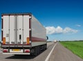 Container on the big highway. Royalty Free Stock Photo