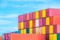 Container box with stack of containers background, Cargo freight Royalty Free Stock Photo