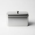Container with a brushed silver finish and a matching lid featuring a roun Royalty Free Stock Photo