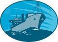 Container Cargo Freighter Ship Retro Royalty Free Stock Photo