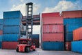 Container Cargo Port Ship Yard Storage Handling of Logistic Transportation Industry. Row of Stacking Containers of Freight Import/ Royalty Free Stock Photo