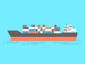 Container Cargo ship in the ocean icon. Vector Royalty Free Stock Photo