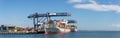 Container cargo ships berthed at Hayes Wharf  Port Botany Australia Royalty Free Stock Photo