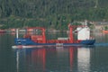 Bergen, Norway - Jul 07, 2018: Container carrier in gulf