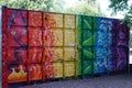 Container with colourful graffiti