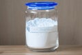 Corn starch in a bottle container. Royalty Free Stock Photo