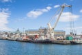 Container crane and boats at Victoria and Alfred Waterfront, Cap