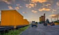 Container crane cargo freight ship with working crane loading bridge containers in shipyard at dock yard for logistic import and e Royalty Free Stock Photo