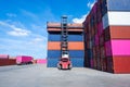 Container cranes load to the warehouse, used for exporting, importing and exporting Royalty Free Stock Photo