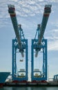 Container cranes Rotterdam harbour Royalty Free Stock Photo