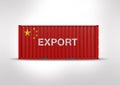 Container in 3D rendering, Flag of China