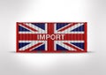 A container, 3D rendering, used by importers British flag