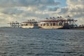 Container Dock in Rotterdam, Cargo Ships