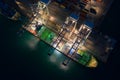 Container dock terminal and shipping container loading aerial view Royalty Free Stock Photo