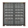 Container door with a weathered, industrial look, featuring vertical locking bars and Royalty Free Stock Photo