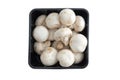 Container of farm fresh button mushrooms Royalty Free Stock Photo