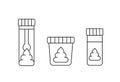 Container with fecal or stool analysis, container for biomaterial sampling, line icon in vector.