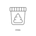 Container with fecal or stool analysis, container for biomaterial sampling, line icon in vector.