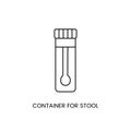 Container for fecal or stool analysis, container for biomaterial sampling, line icon in vector.
