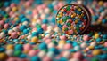 a container filled with lots of colorful sprinkles. generative ai