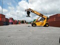 container forklift on ground of port