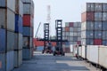 container forklift in the port area