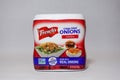 A container of Frenchs nongmo Crispy Fried Onions Royalty Free Stock Photo