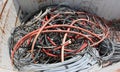 Container full of old electric cables