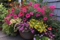 container garden overflowing with vibrant blooms