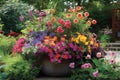 container garden overflowing with vibrant blooms