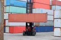 Container handlers In exports and imports Royalty Free Stock Photo