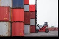 Container handlers Keep containers in stacks Royalty Free Stock Photo