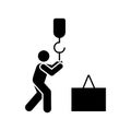 Container, hang, hook, box, man, job icon. Element of manufacturing icon. Premium quality graphic design icon. Signs and symbols Royalty Free Stock Photo
