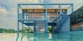 Container house with pool Royalty Free Stock Photo