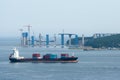 Container international trade cargo ship sailing