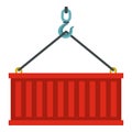 Container lifted by a crane icon, flat style