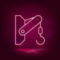 Container lifter, crane hook vector neon icon. Illustration isolated vector sign